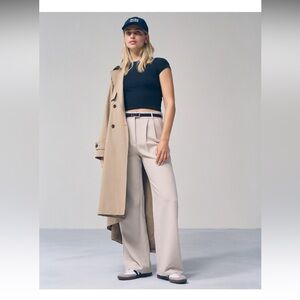 Abercrombie & Fitch Sloan Tailored Wide-Leg Pant, Light Taupe, Size 25R